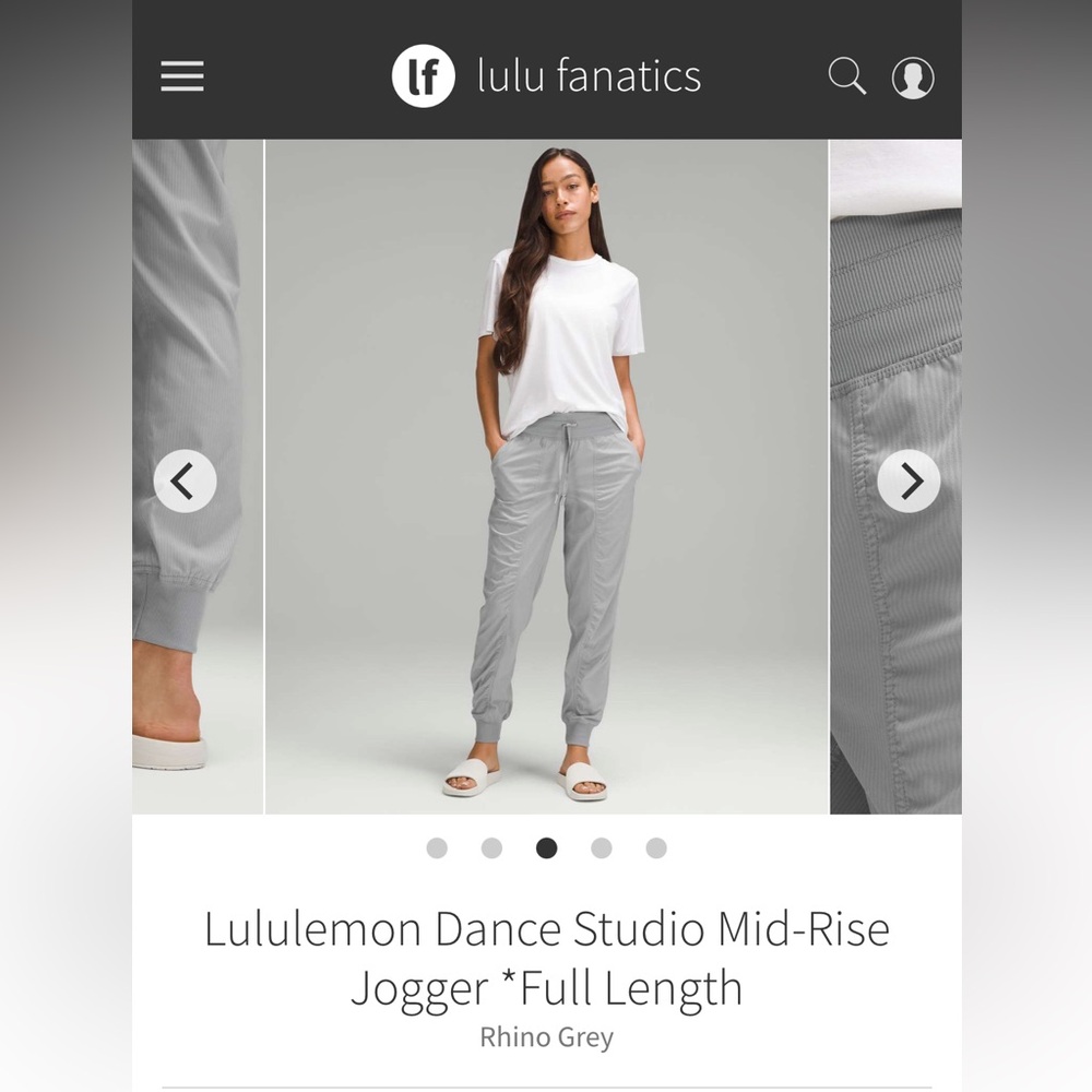 LULULEMON rhino grey dance studio joggers full length size 6